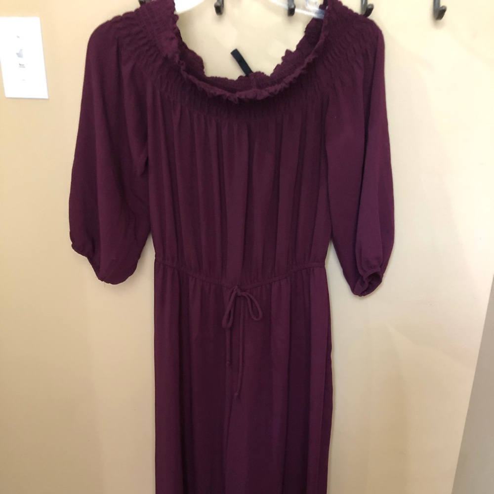 Maroon off the shoulder pantsuit